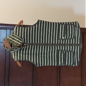 NWT ETWO Striped Vest, Olive & White, Small